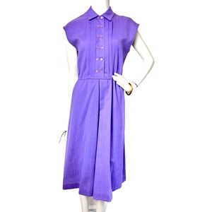 NWT 80's Checkaberry Midi Dress Collar Double Button Lavender Size Large 12